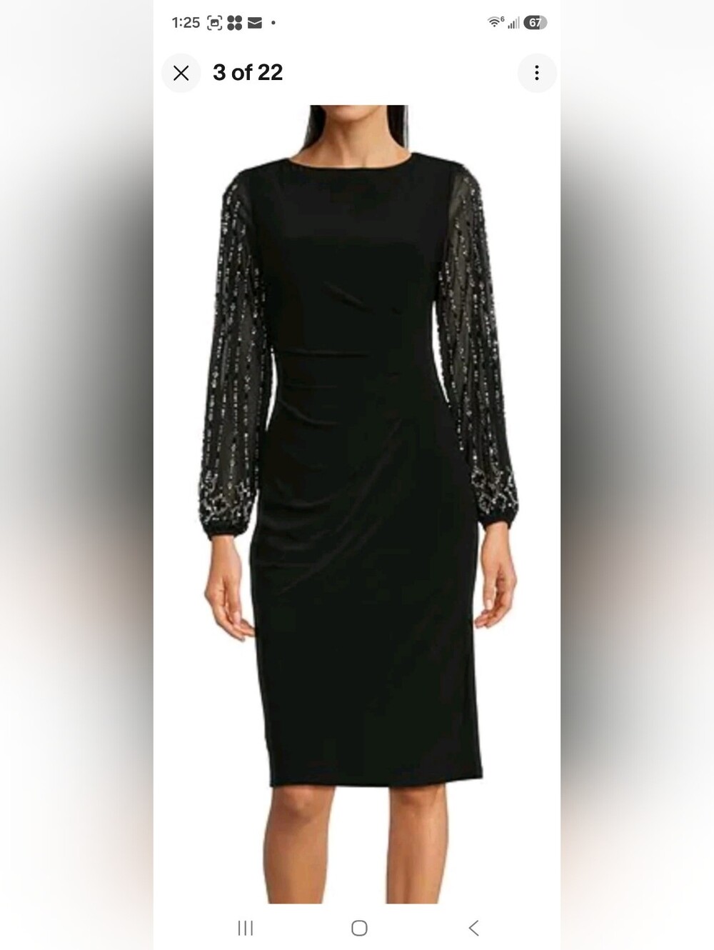 Mariana Black Velvet Dress with Beaded Sheer Long Sleeves